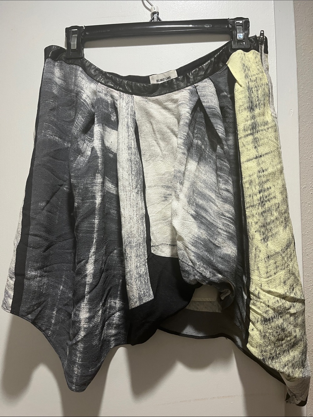 Helmut Lang Black, Gray & Yellow Asymmetrical Panel Skirt